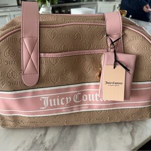 NWT🏷️Juicy Couture Embossed Pink and Tan Travel Bag